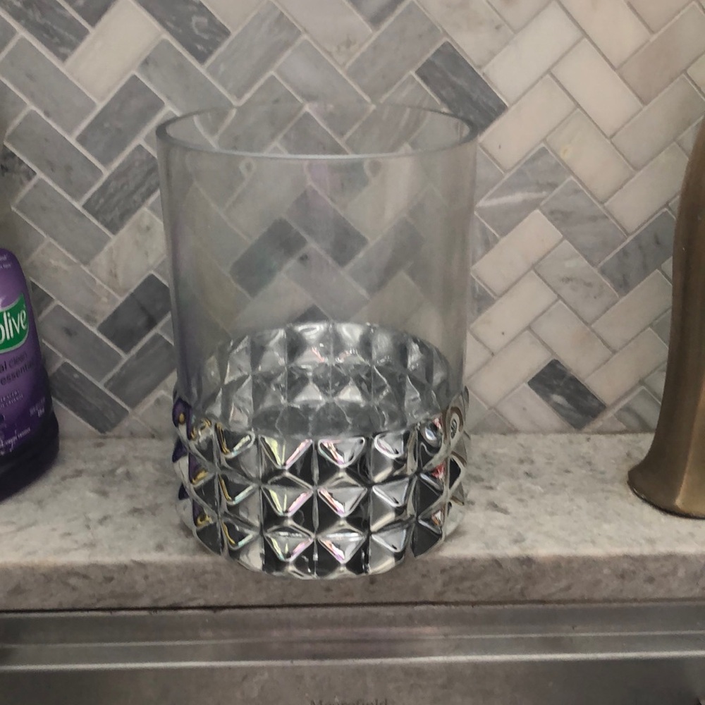 - Silver studded and glass vase